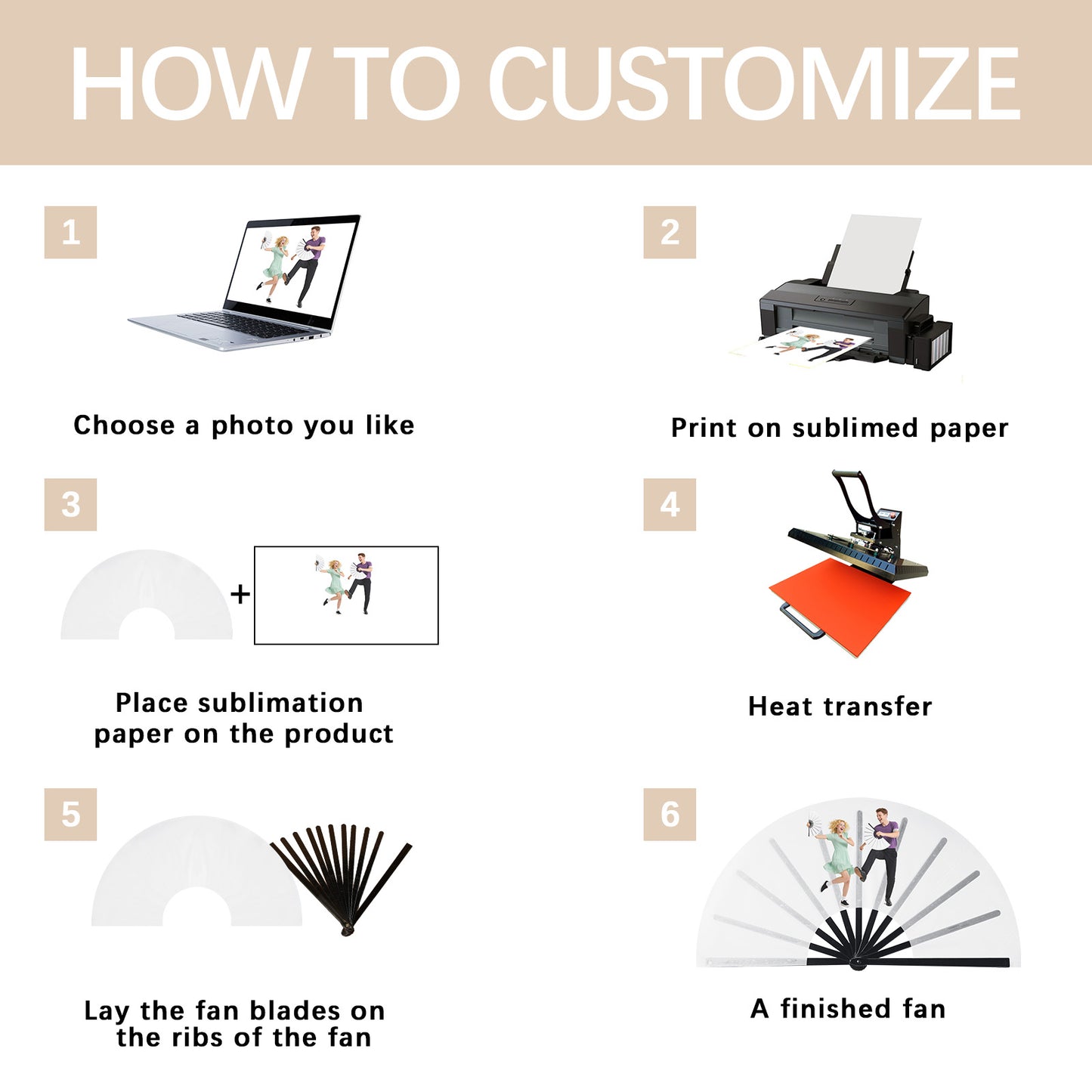 Handheld Sublimation Fold Fans Blanks wholesale