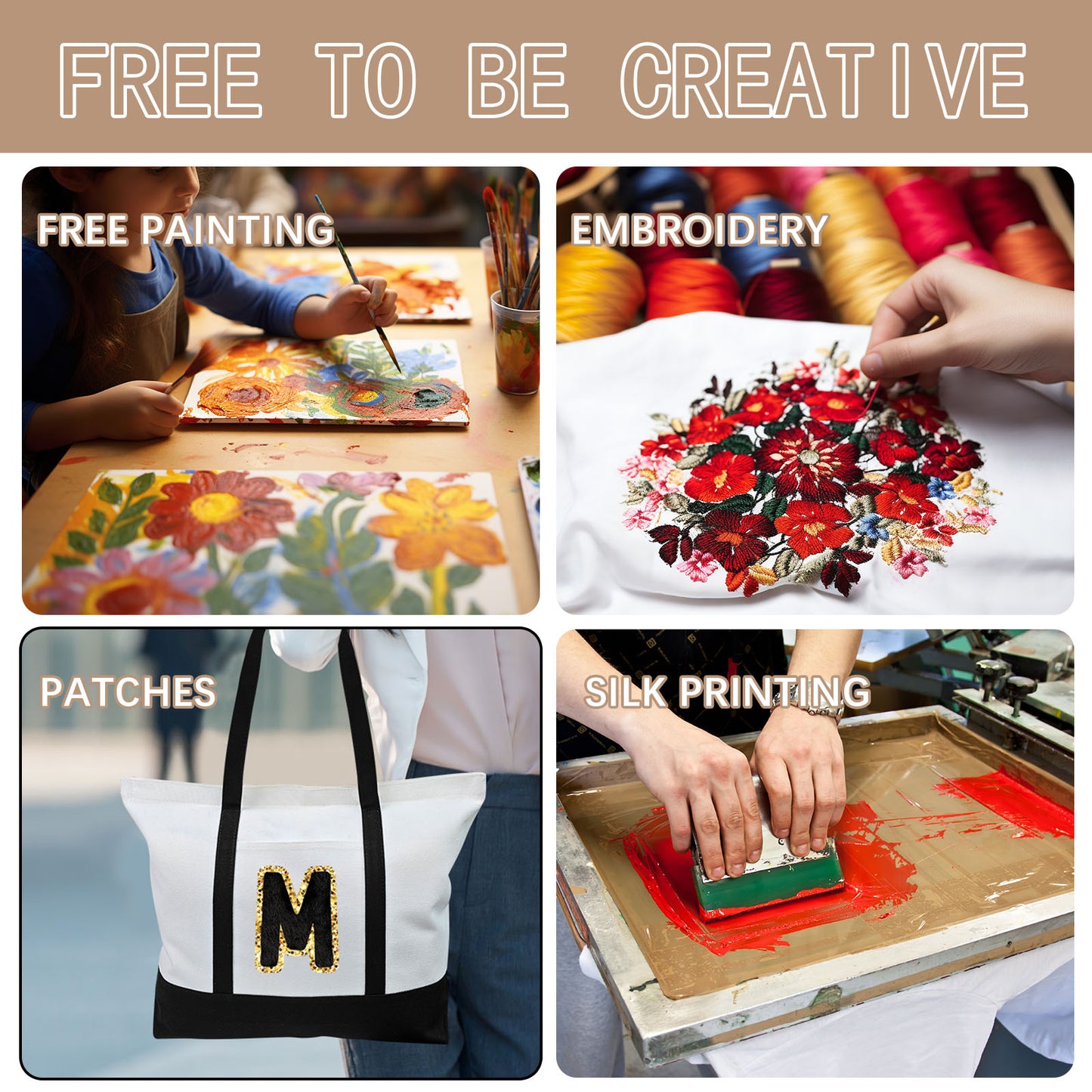 40 PCS Blank Polyester Zipper Canvas Tote Bags for Sublimation Printing