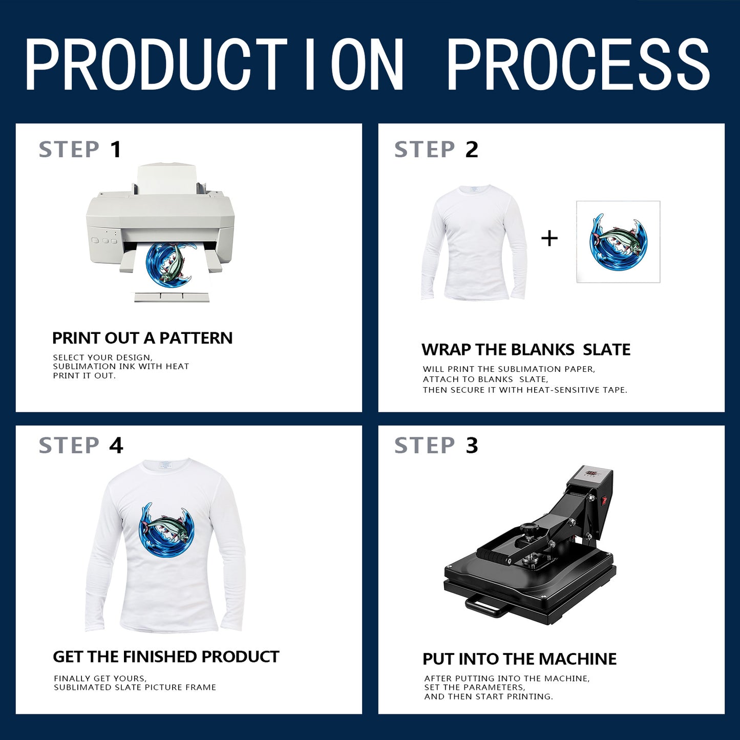 White Sublimation Blank T-Shirts, Adult long sleeve round collar polyester tees