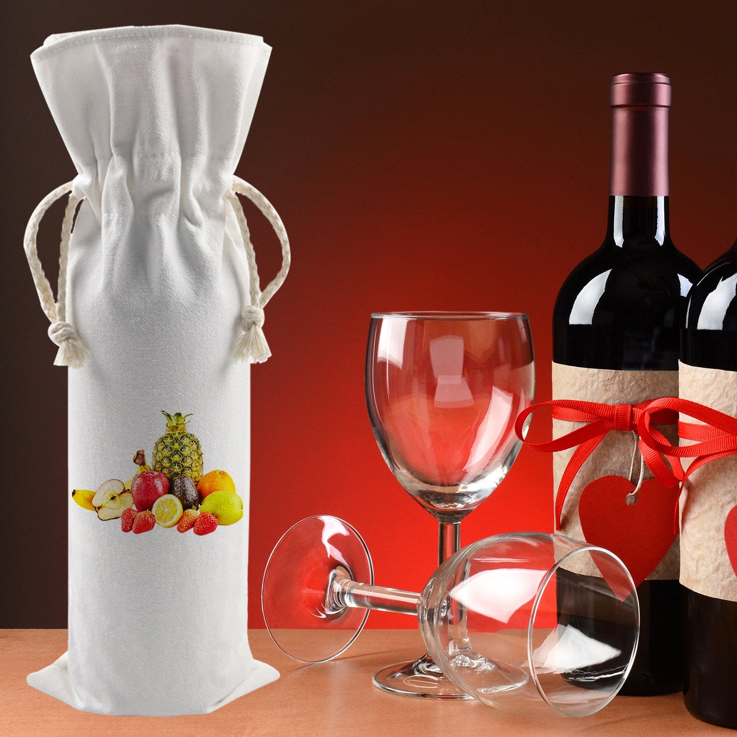 Sublimation canvas wine gift bag Reusable Wholesale