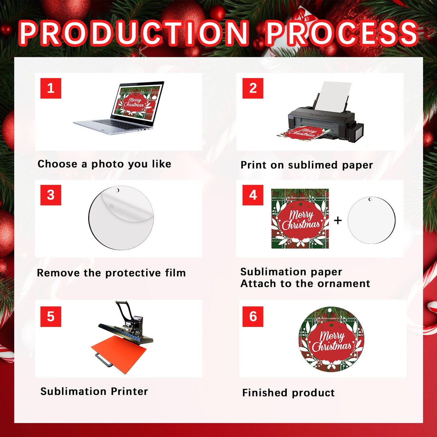 Wholesale Round MDF Sublimation Christmas Ornaments Blanks