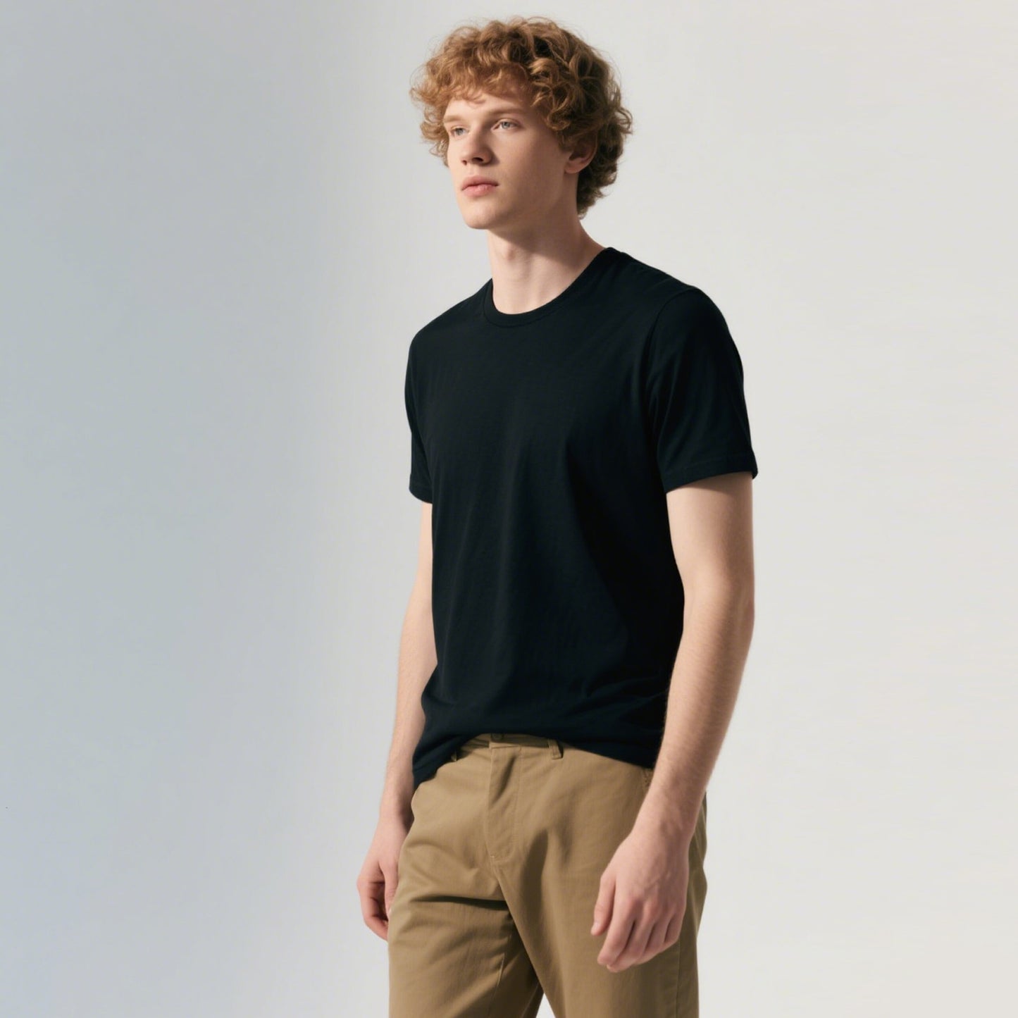 Black Adult Round Neck Polyester Blank T shirts Short Sleeve