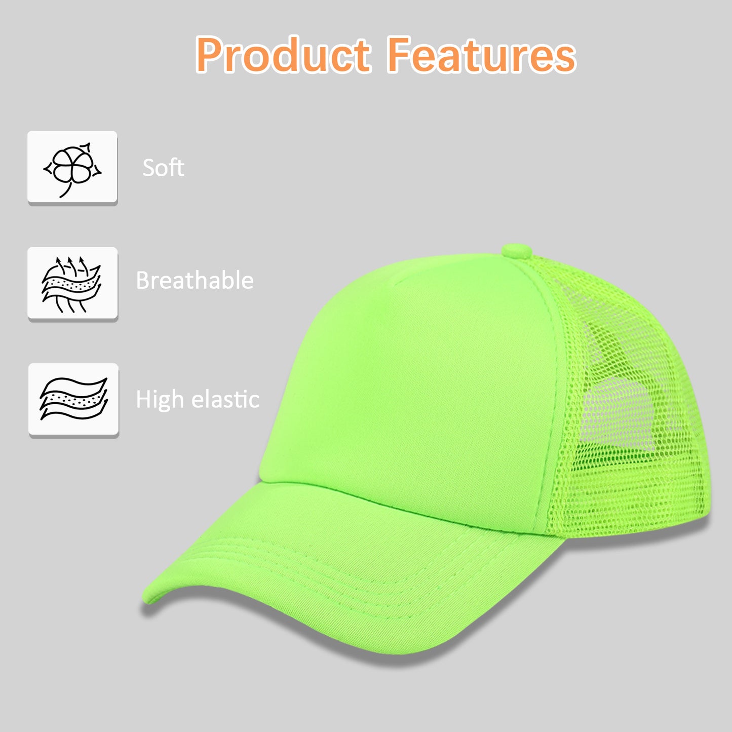 20 PCS Green Baseball Cap, Adjustable Green Trucker Hats