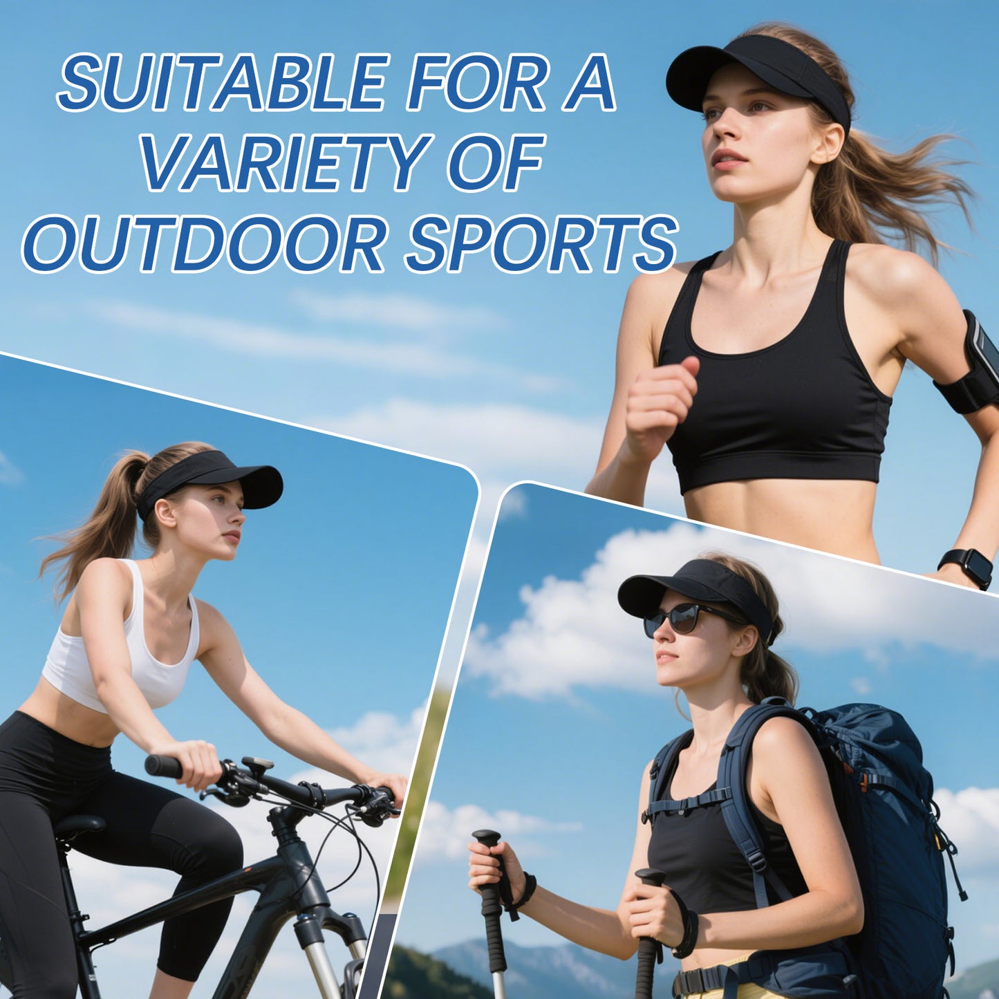 Black Empty Top Hat Bulk Solid Color Blank Adjustable Sport Sun Visor Hats