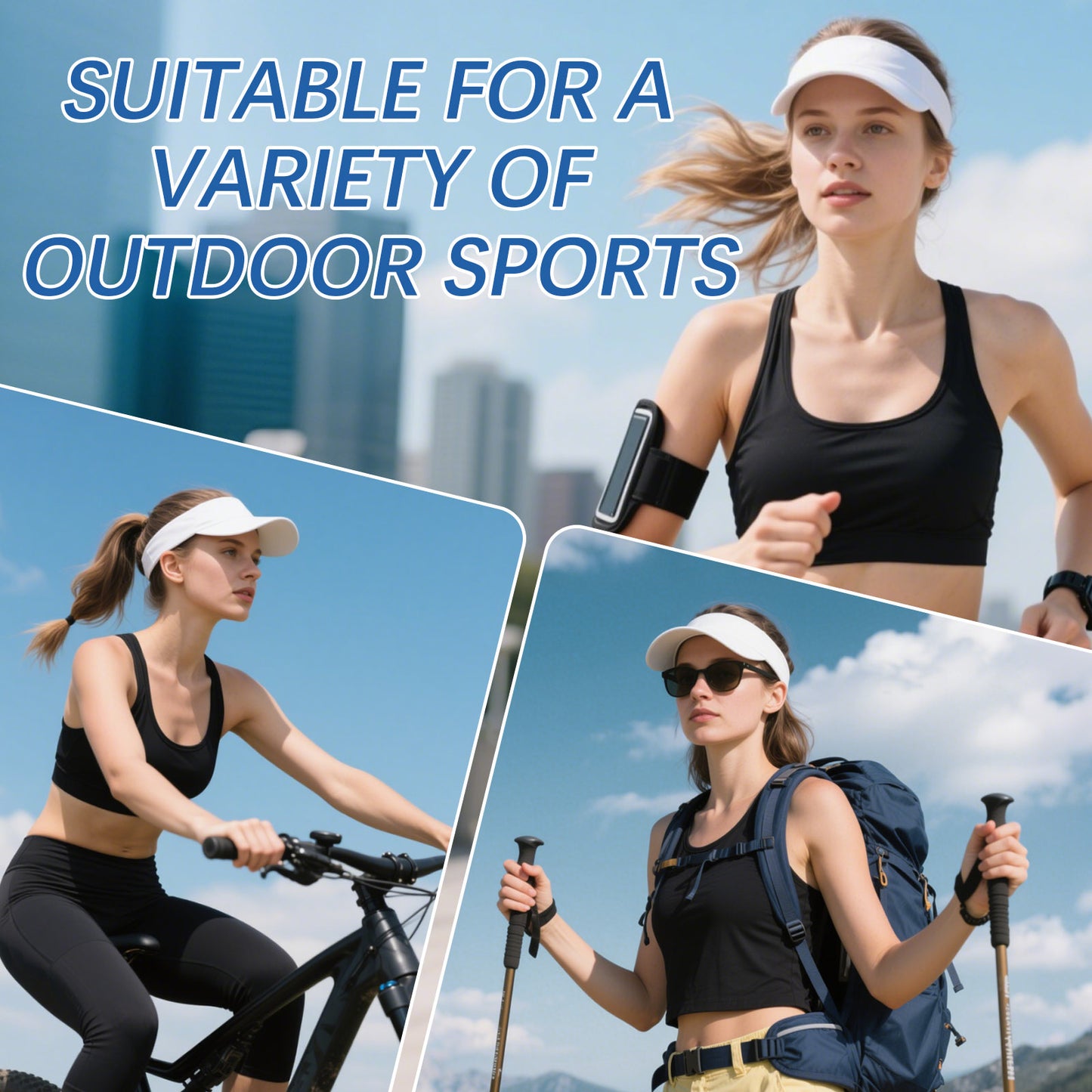 White Empty Top Hat Bulk Solid Color Blank Adjustable Sport Sun Visor Hats