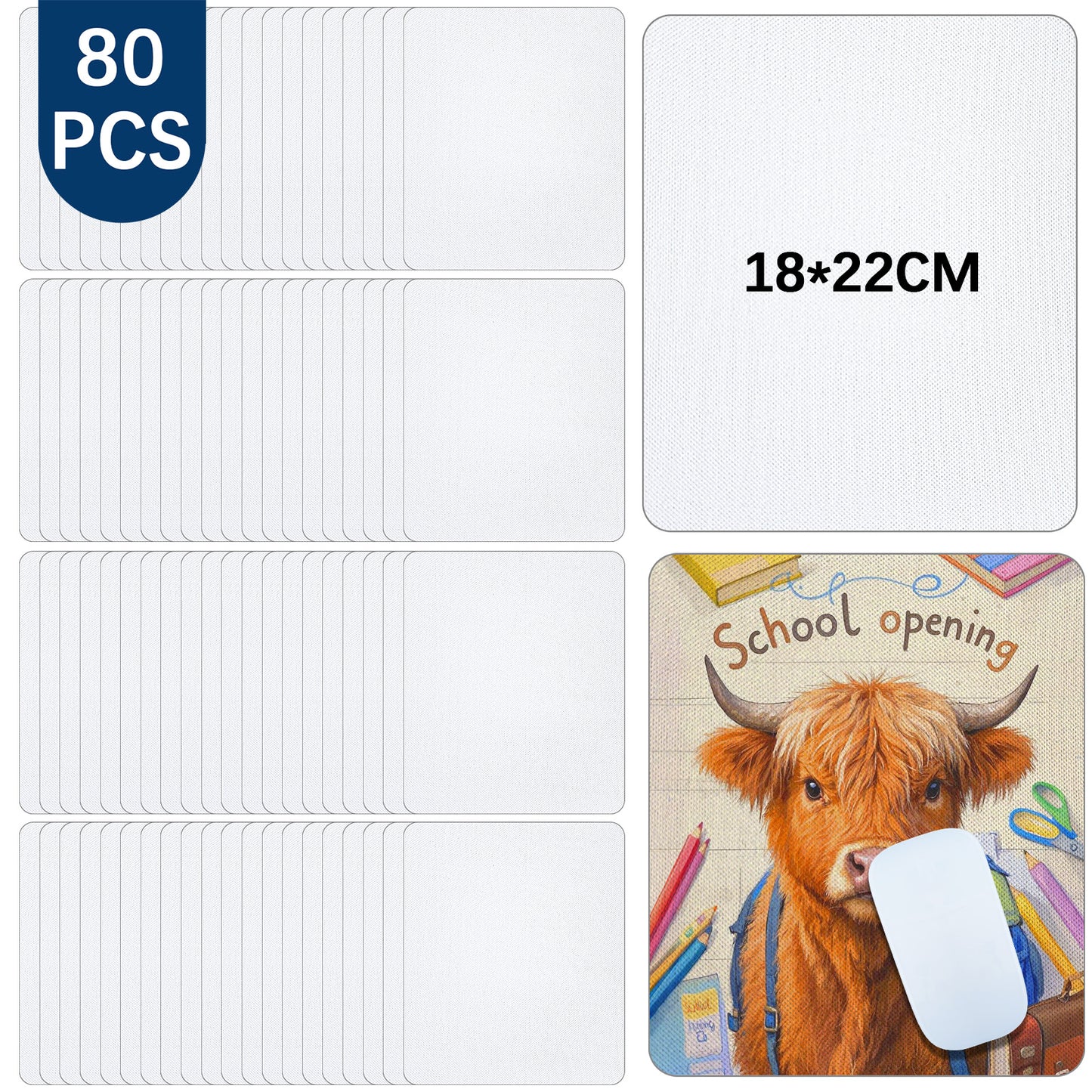 Wholesale 80 Pack Rectangle Mouse Pads for Sublimation Printing
