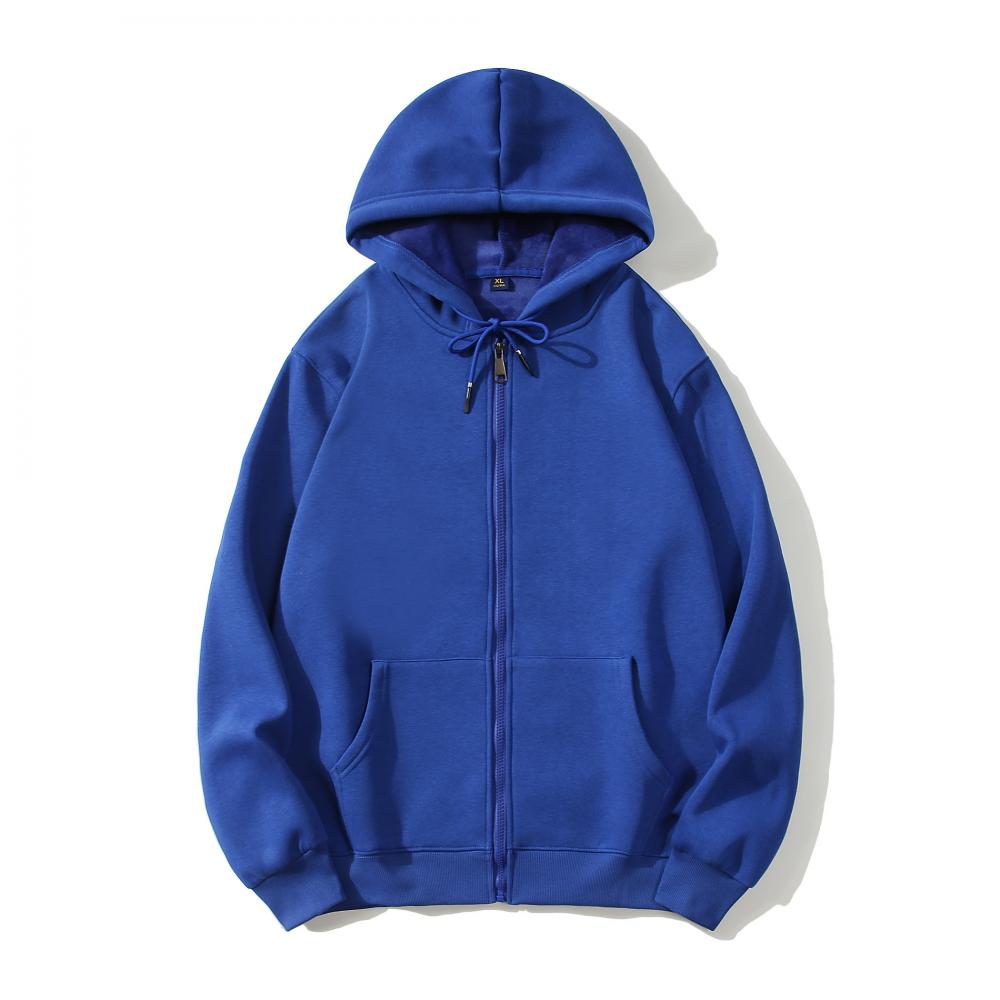 Adult Blank 100 Cotton Zip-Up Hoodie Plush Fleece Thick  Wholesale