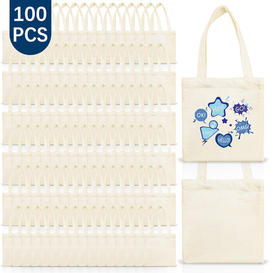100 PCS Mini Beige Sublimation Canvas Tote Bags – DIY Kids Crafts