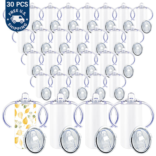 30 Pack 12oz Sublimation Sippy Cups,Stainless Steel Toddler Tumblers with Handles