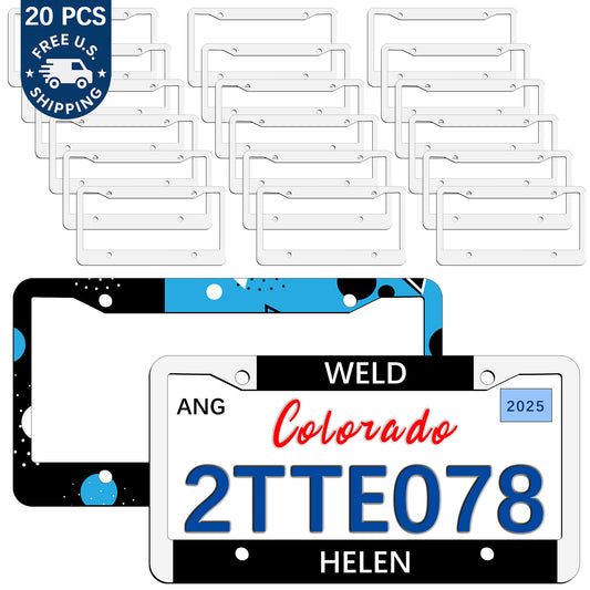 20 PCS Sublimation License Plate Frame Blanks wholesale，Metal Aluminum car Tag White