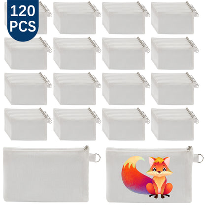 60 PCS Sublimation White Canvas Makeup Bags – Multi-Purpose DIY Blanks