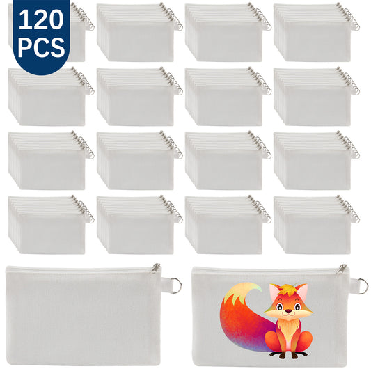 120 PCS Sublimation White Canvas Makeup Bags – Multi-Purpose DIY Blanks