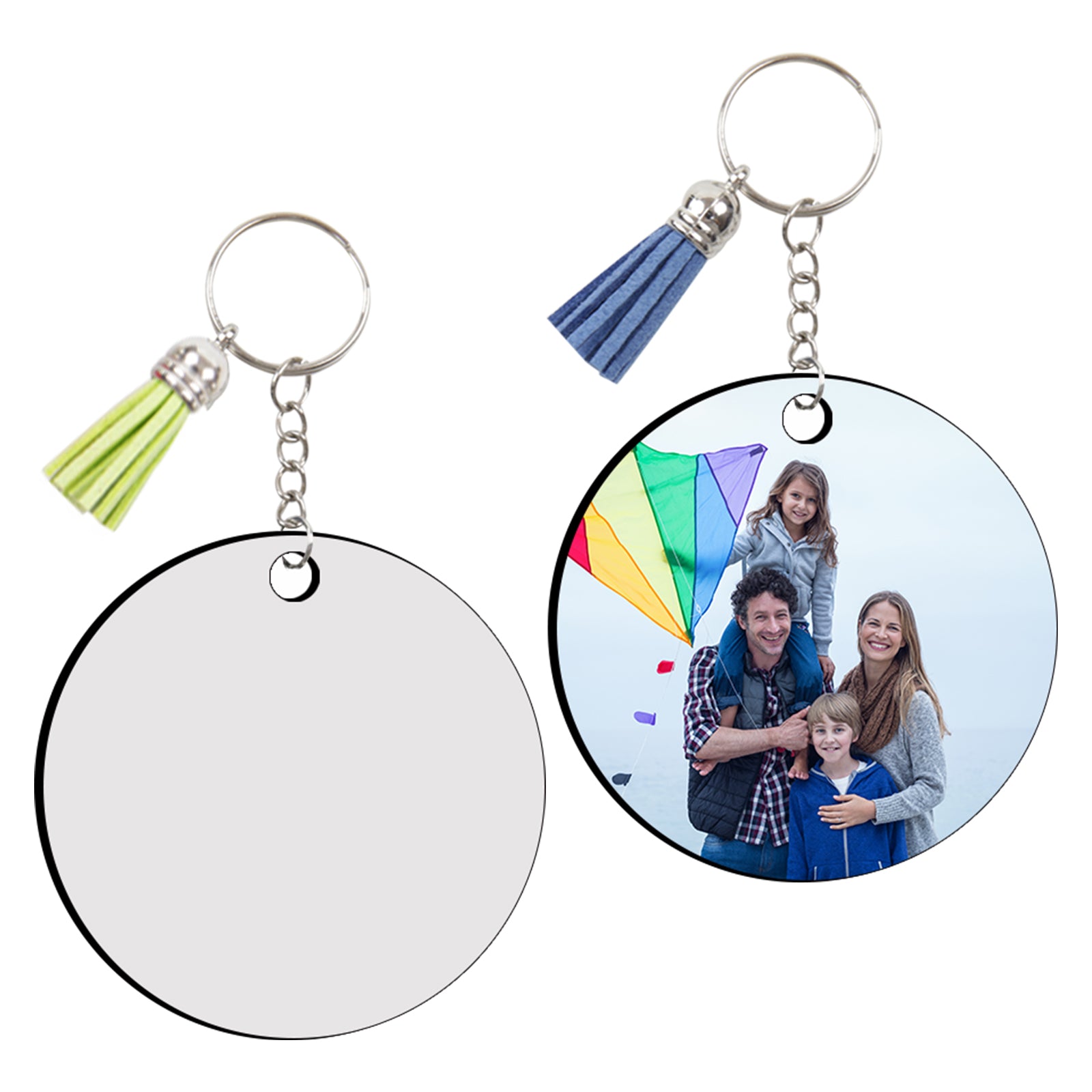 Lot Of 50 Round Aluminum Dye Sublimation Key Chain Blanks With Silencer - UV PLUS!