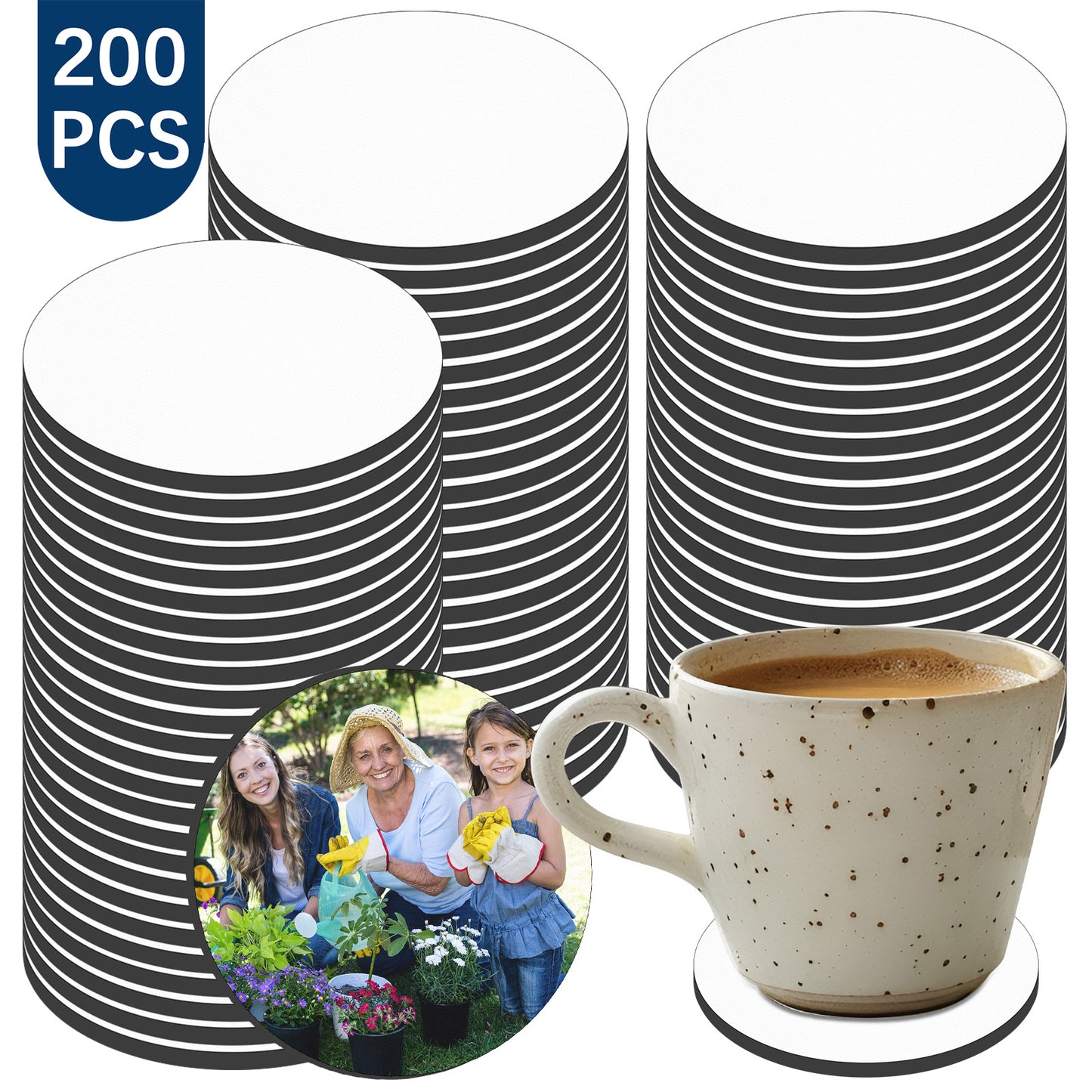 200 PCS Round Natural rubber Sublimation Coaster Blanks Wholesale