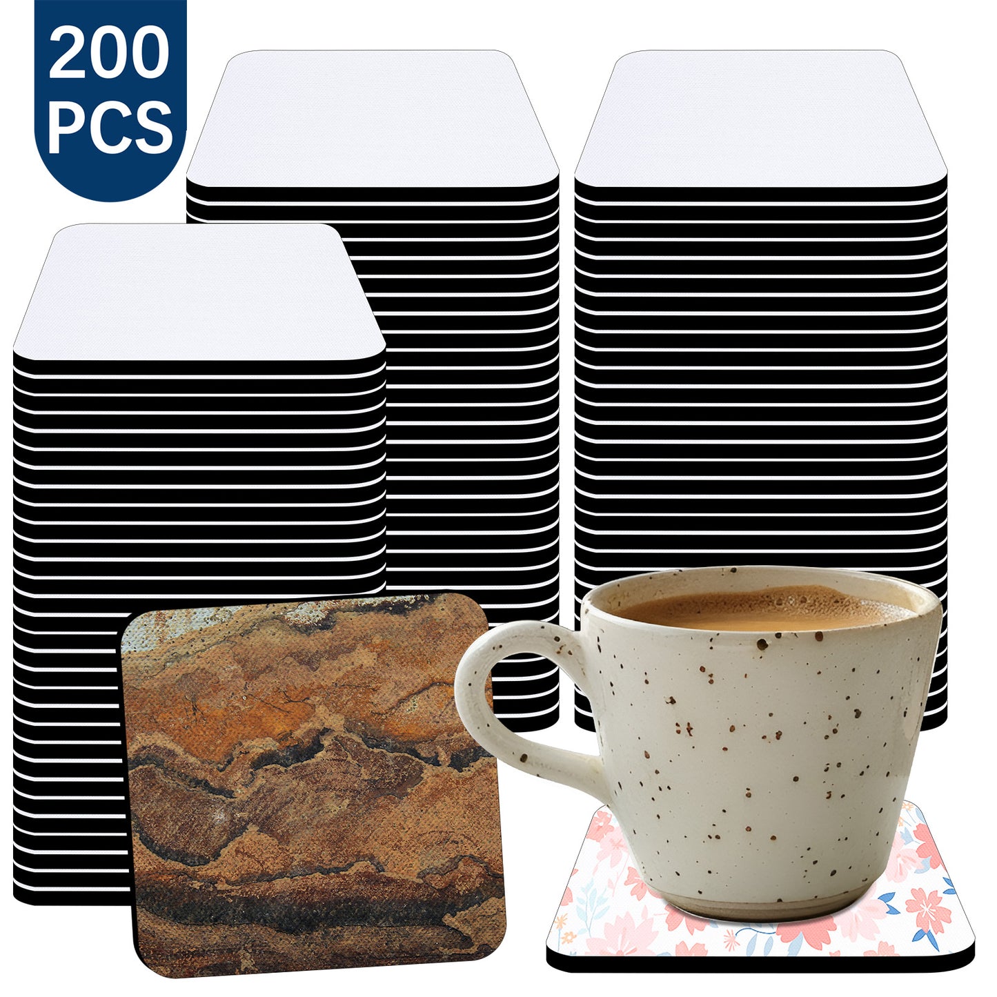 200 PCS Square Natural rubber Sublimation Coaster Blanks Wholesale