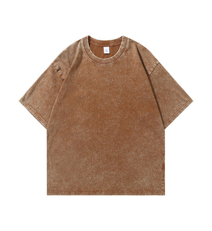 100 cotton washed distressed short sleeve Vintage blank T-shirt for adults