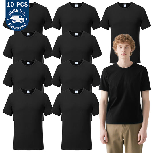 10 PCS Black t Shirts Available for Unisex Adult Round Neck Polyester Blank T shirts