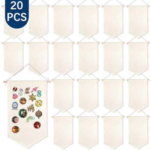20 PCS Beige Canvas Banners for Sublimation – Pin & Jewelry Wall Display