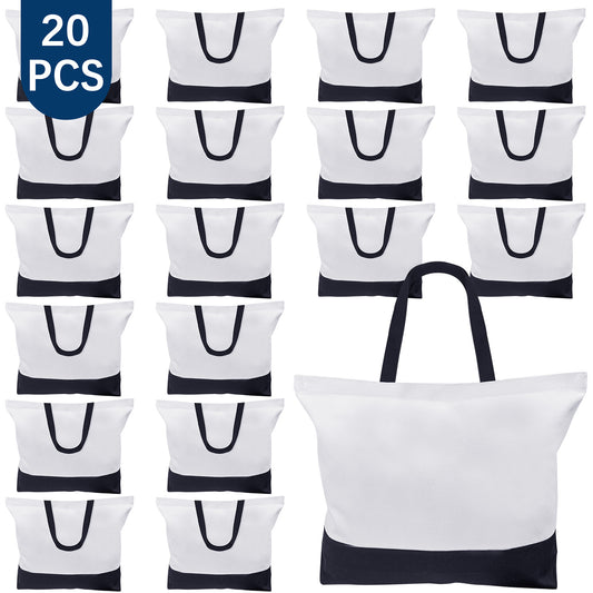 20 PCS Black and white splicing Sublimation canva Bags Wholesale