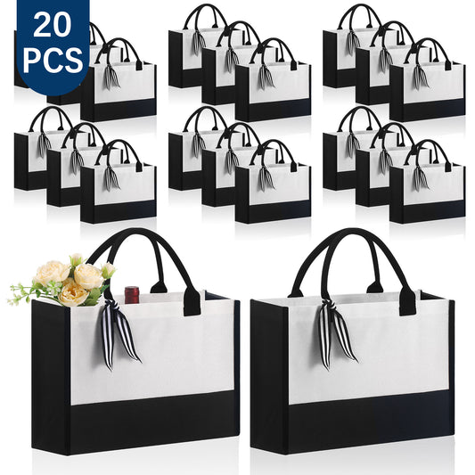 20 PCS Grocery Canvas Tote Bags with Inside Zipper Pocket Wholesale