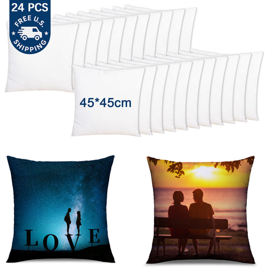24 Pack 17.7"x17.7" White Sublimation Blanks Pillow Covers