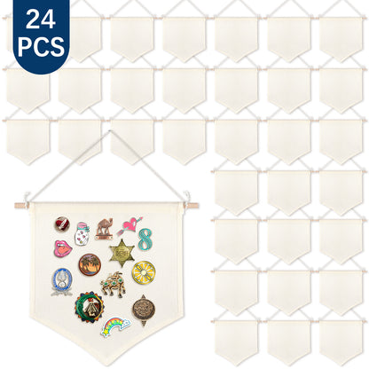 24 PCS Sublimation Beige Canvas Banners for Wall Hanging Jewelry & Pins