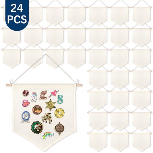 24 PCS Sublimation Beige Canvas Banners for Wall Hanging Jewelry & Pins