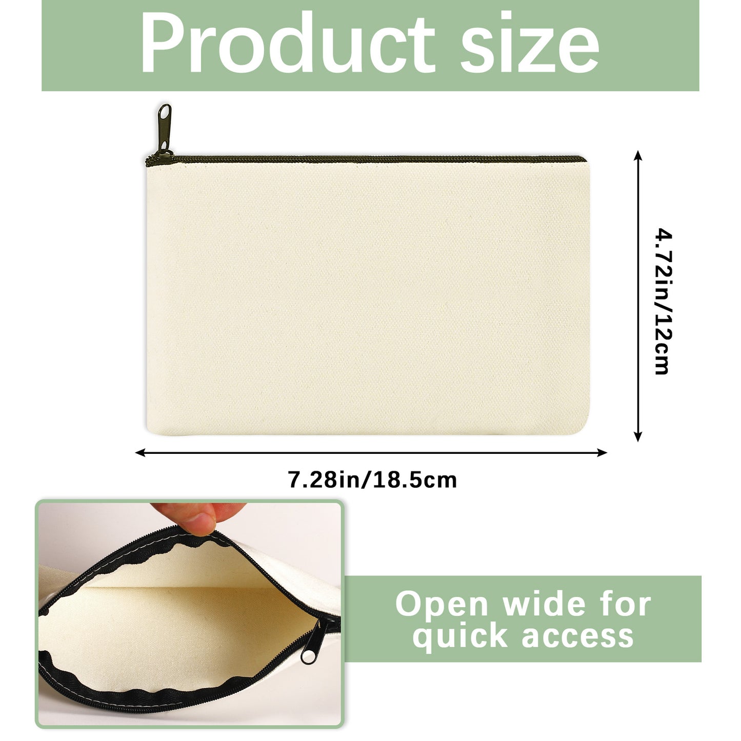 60 PCS Beige Zipper Makeup Bags for Sublimation Printing Wholesale