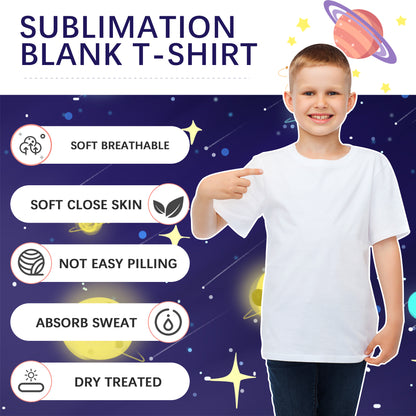 Kids White Polyester Sublimation T-Shirt Blanks – Short Sleeve DIY