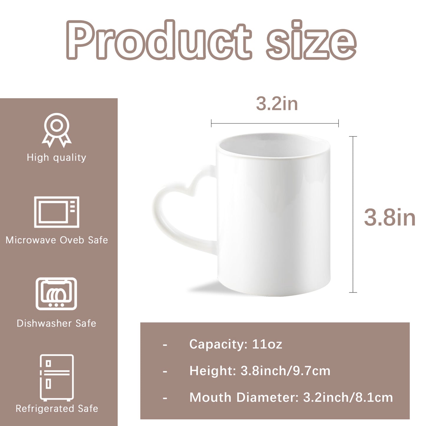 11 oz Sublimation Ceramic Coffee Mugs blanks Wholesale