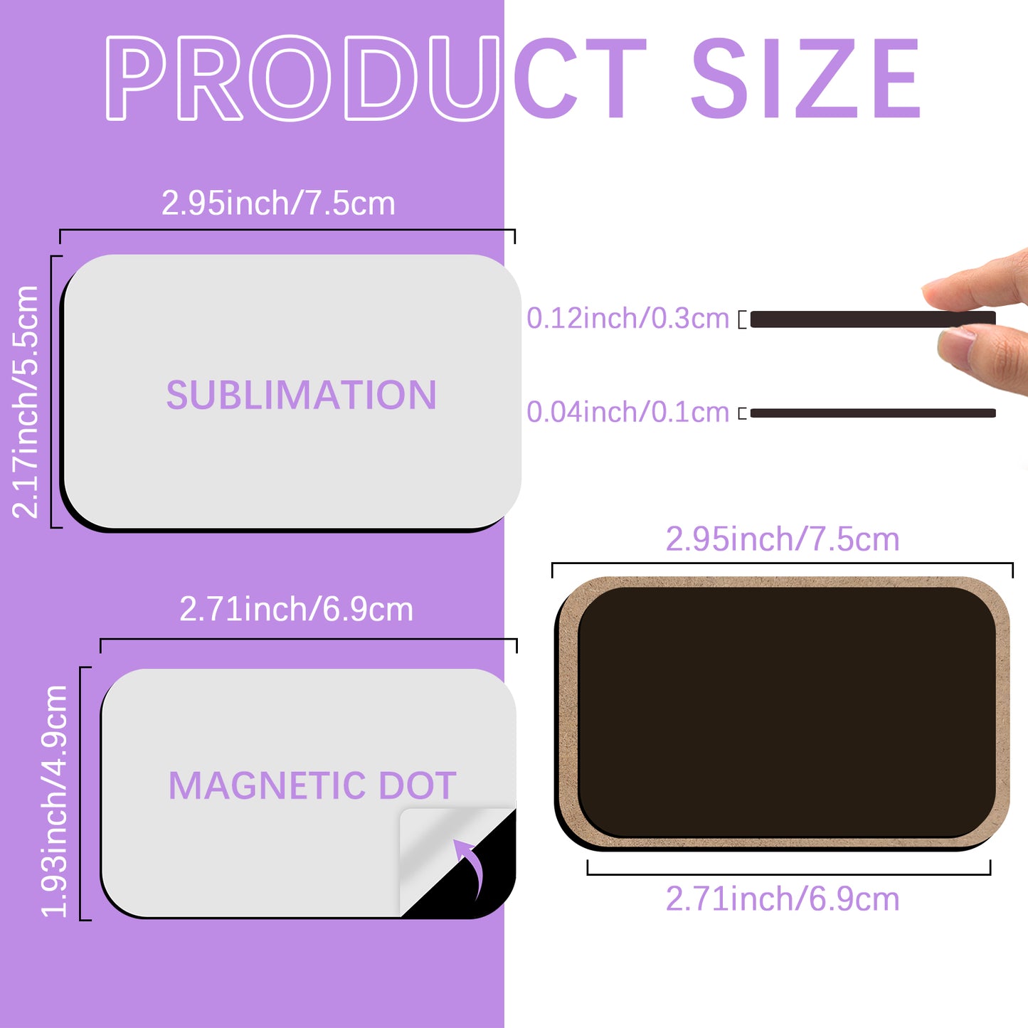 Sublimation Magnet Blanks, Rectangle Magnetic for Kitchen Personalized