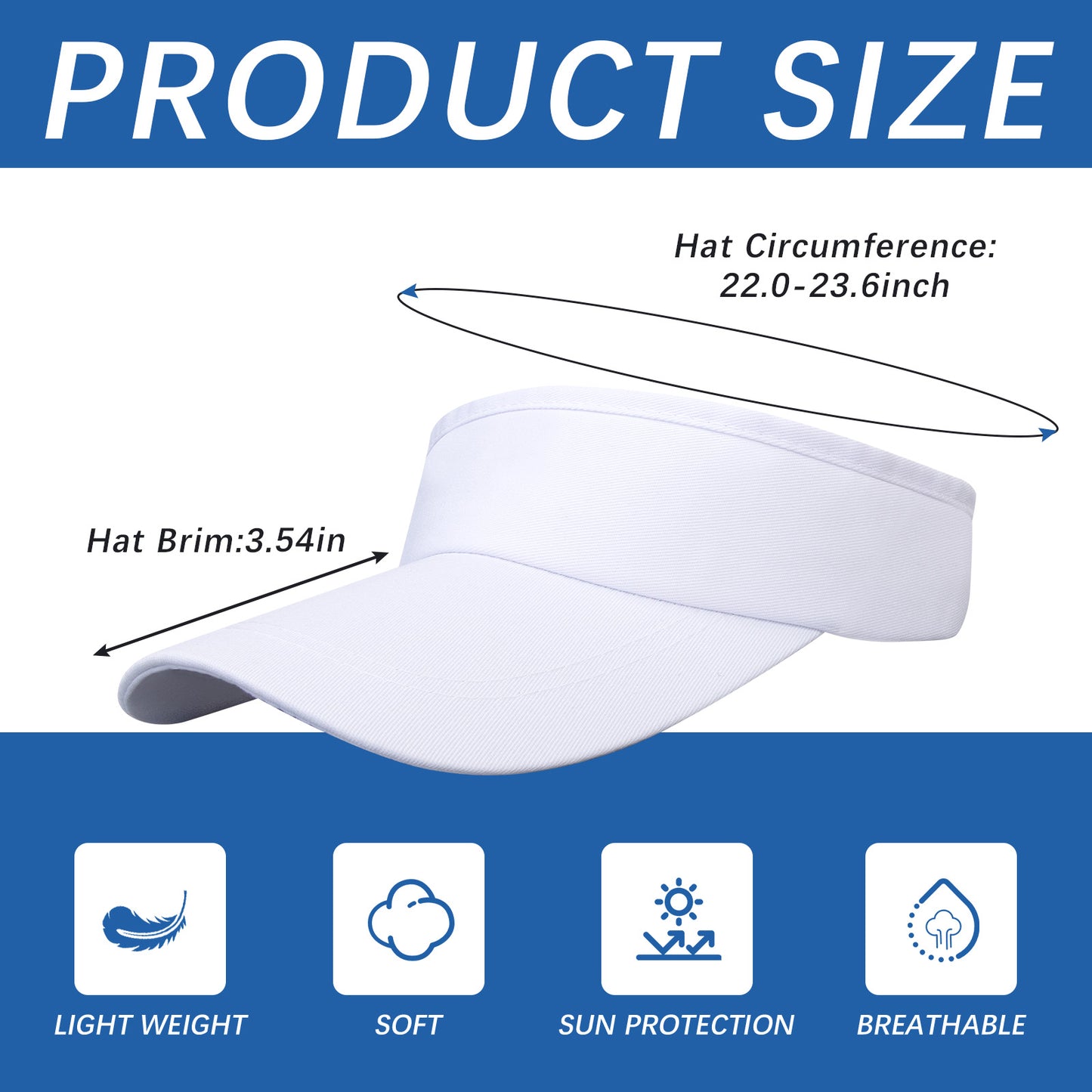 White Empty Top Hat Bulk Solid Color Blank Adjustable Sport Sun Visor Hats