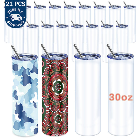 21 PCS 30 OZ skinny Straight sublimation tumbler blank wholesale
