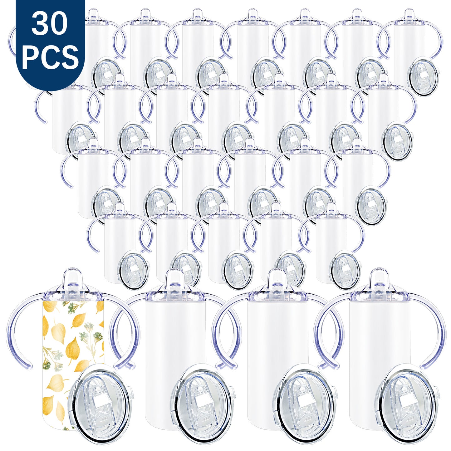 30 Pack 12 OZ Sublimation Sippy Cups Stainless Steel Toddler Tumblers with Handles
