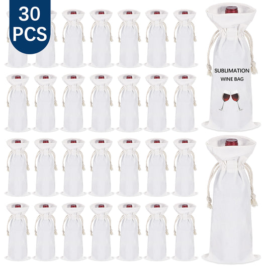 Wholesale 30 Pack Reusable Sublimation Canvas Wine Gift Bags