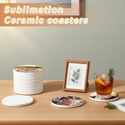 100 Pack Round Sublimation Ceramic Coasters with Cork Blanks