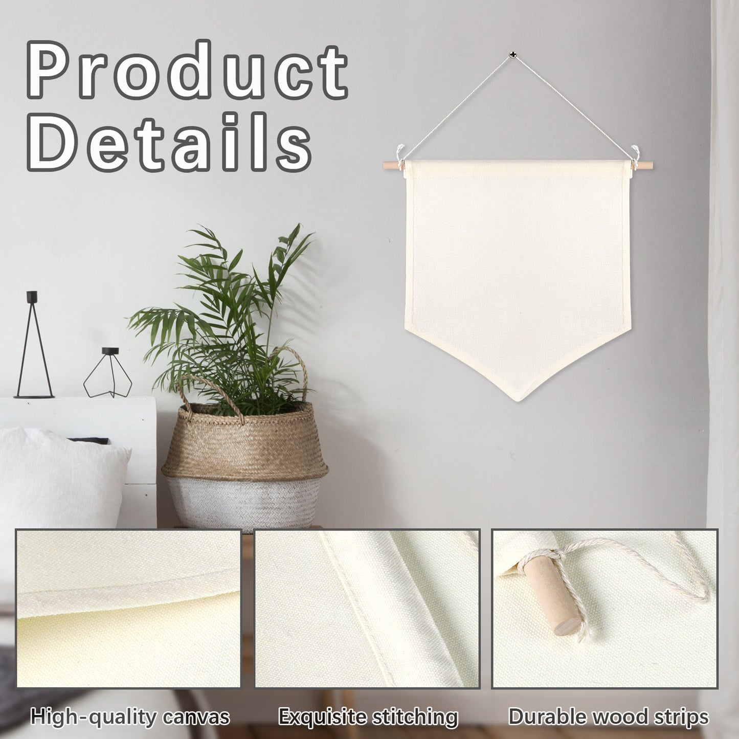 48 PCS Sublimation Beige Canvas Banners for Wall Hanging Jewelry & Pins