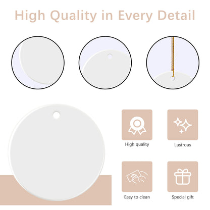 Round Ceramic Sublimation Christmas Ornaments Blanks Wholesale