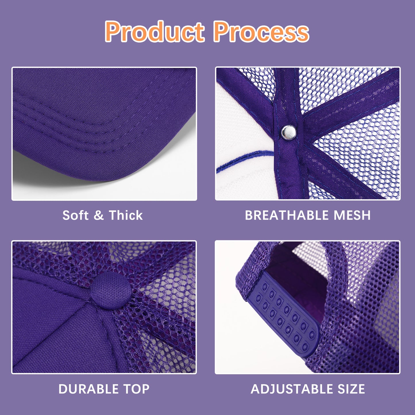 20 PCS Purple Baseball Cap, Adjustable Purple Trucker Hats