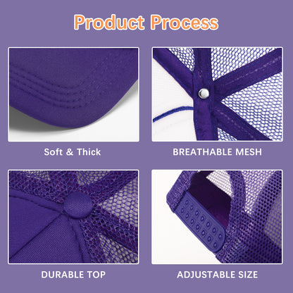 20 PCS Purple Baseball Cap, Adjustable Purple Trucker Hats