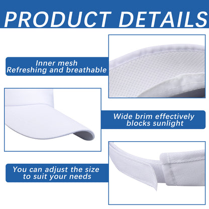 White Empty Top Hat Bulk Solid Color Blank Adjustable Sport Sun Visor Hats