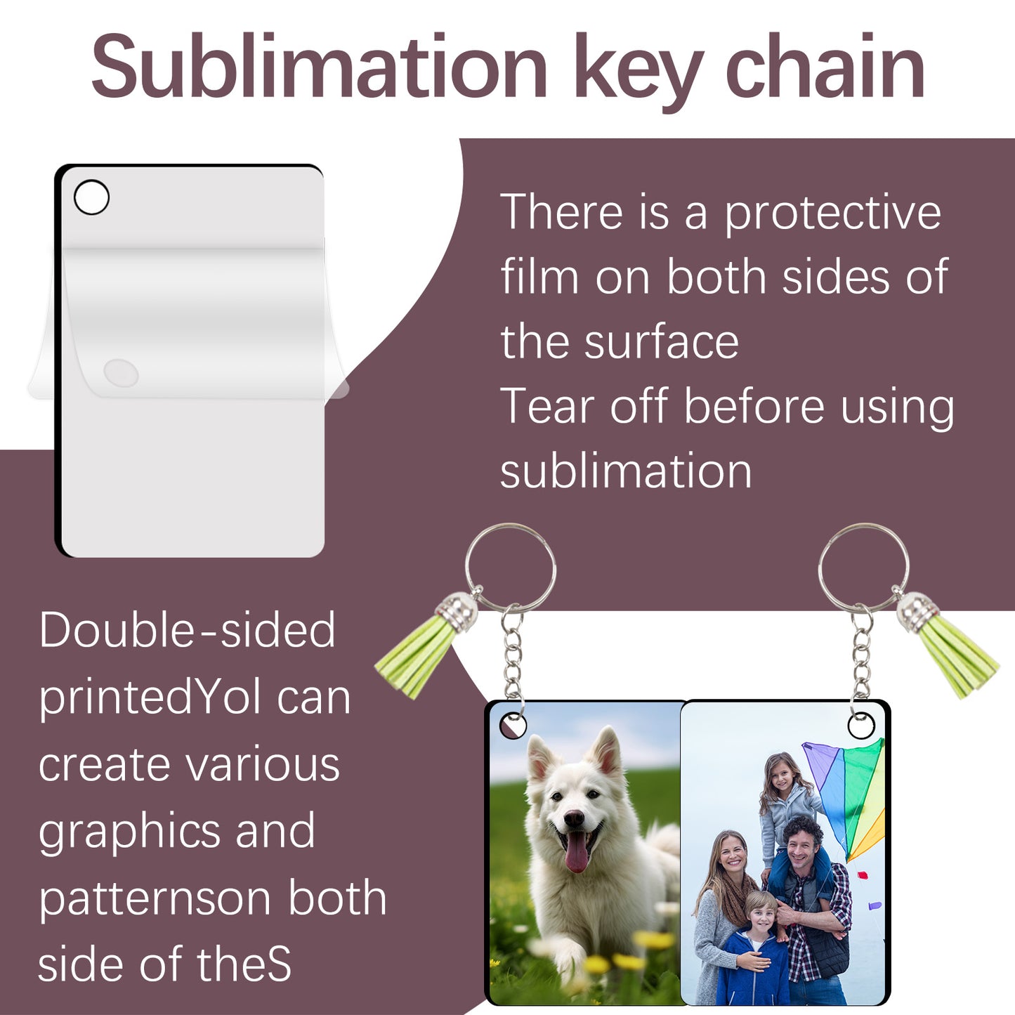 Wholesale MDF Rectangle Sublimation Keychain Blanks