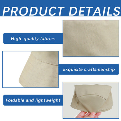 Khaki Sublimation Blank Bucket Hat, Bulk Double-Sided Tie-Dyed Sun Hat