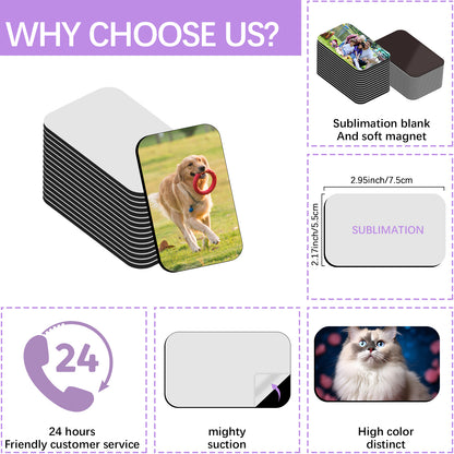 Sublimation Magnet Blanks, Rectangle Magnetic for Kitchen Personalized