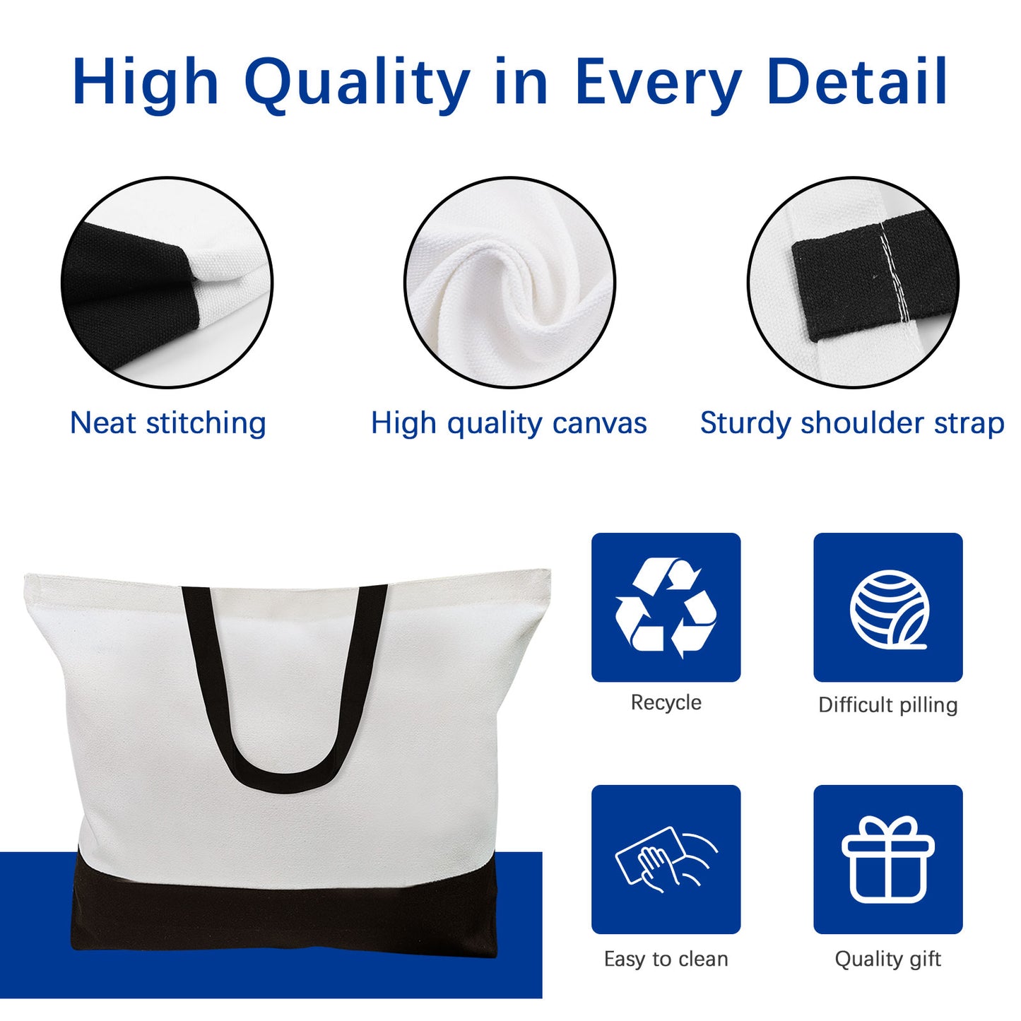 40 PCS Black and white splicing Sublimation canva Bags Wholesale