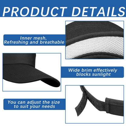 Black Empty Top Hat Bulk Solid Color Blank Adjustable Sport Sun Visor Hats