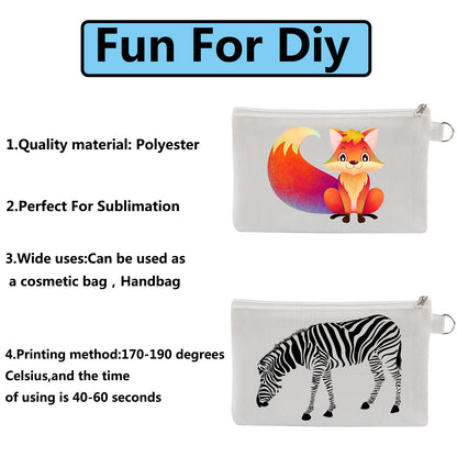 60 PCS Sublimation White Canvas Makeup Bags – Multi-Purpose DIY Blanks