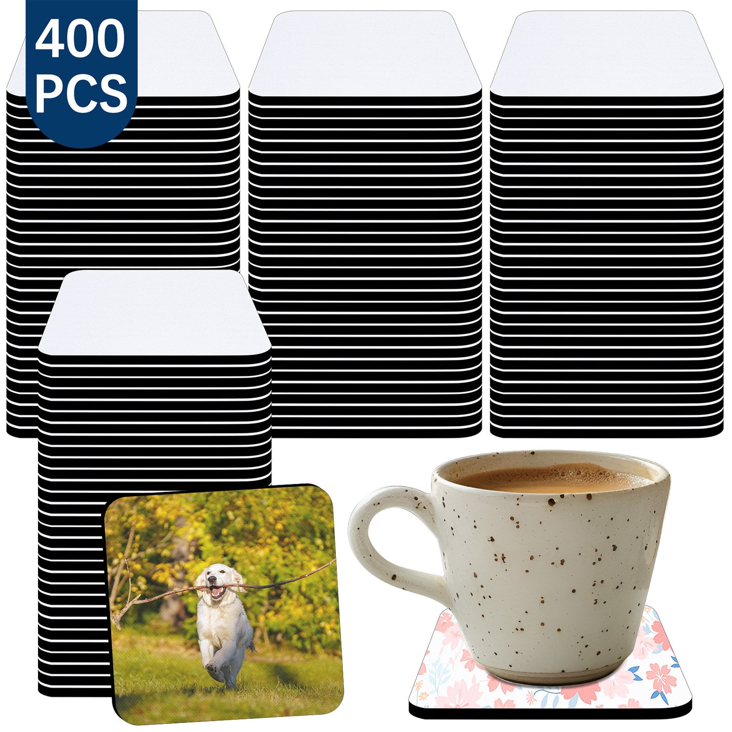 400 PCS Square Natural rubber Sublimation Coaster Blanks Wholesale