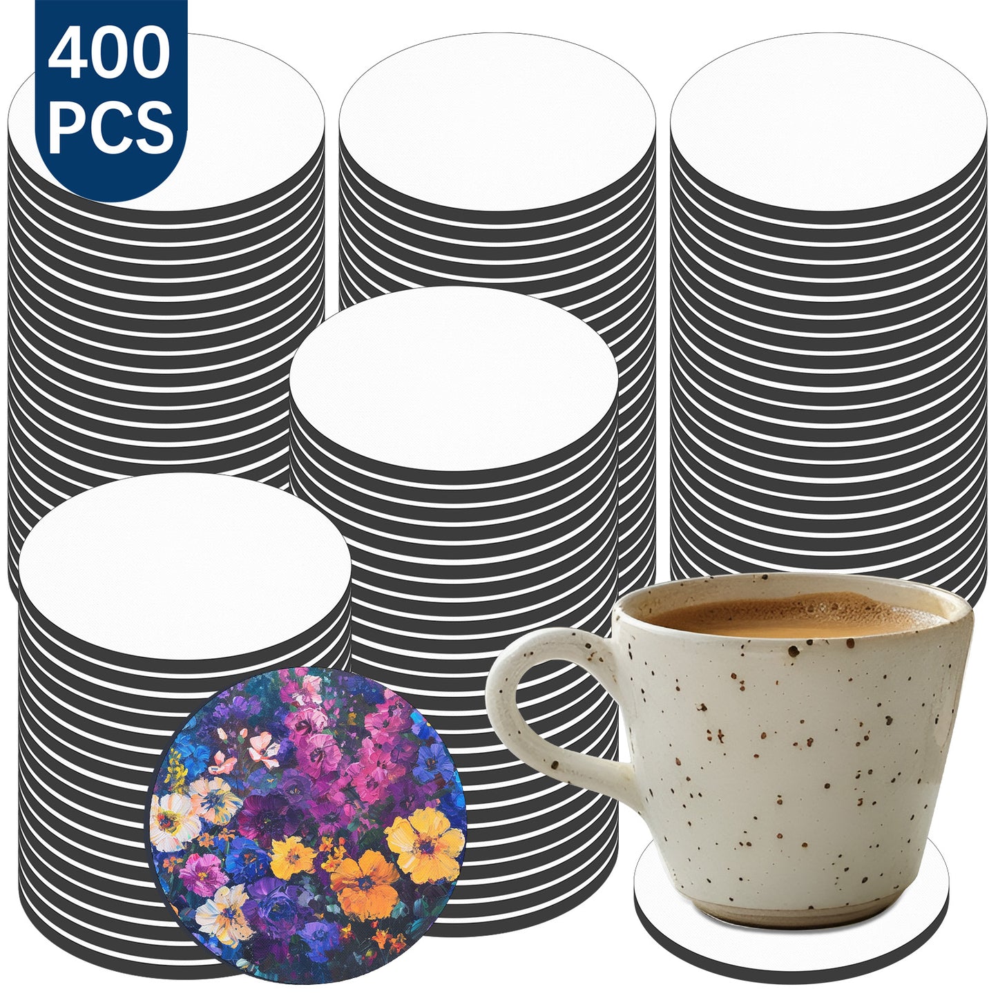 400 PCS Round Natural rubber Sublimation Coaster Blanks Wholesale