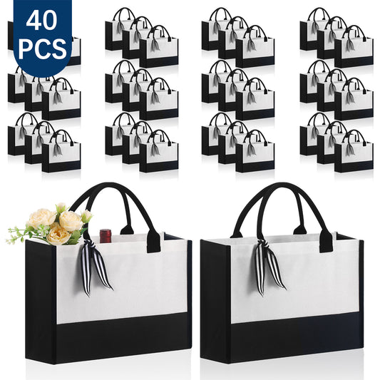 40 PCS Grocery Canvas Tote Bags with Inside Zipper Pocket Wholesale